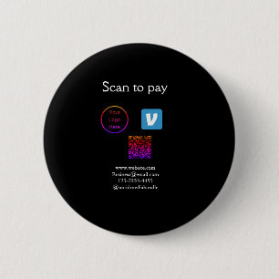 Q R code venmo scan to pay add logo social media 6 Cm Round Badge