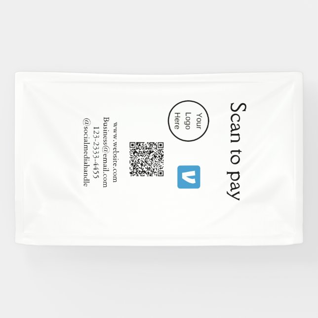 Q R code venmo scan to pay add logo social media Banner (Horizontal)