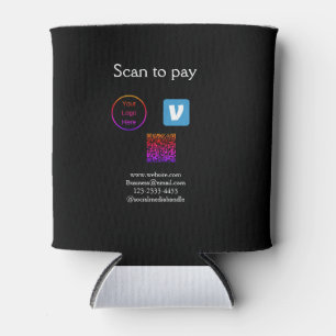 Q R code venmo scan to pay add logo social media Can Cooler