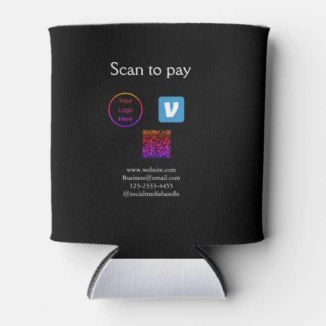 Q R code venmo scan to pay add logo social media Can Cooler (Front)