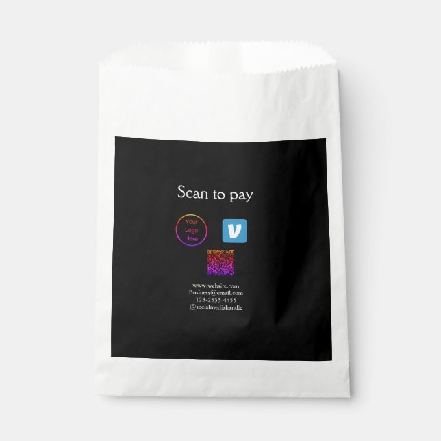 Q R code venmo scan to pay add logo social media Favour Bags (Front)
