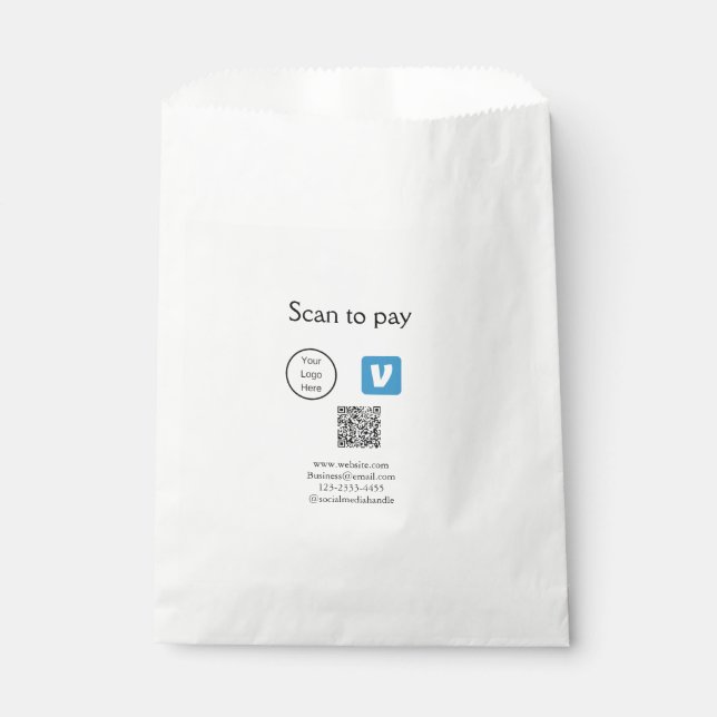 Q R code venmo scan to pay add logo social media Favour Bags (Front)