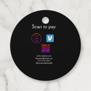 Q R code venmo scan to pay add logo social media Favour Tags