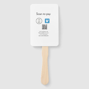Q R code venmo scan to pay add logo social media Hand Fan
