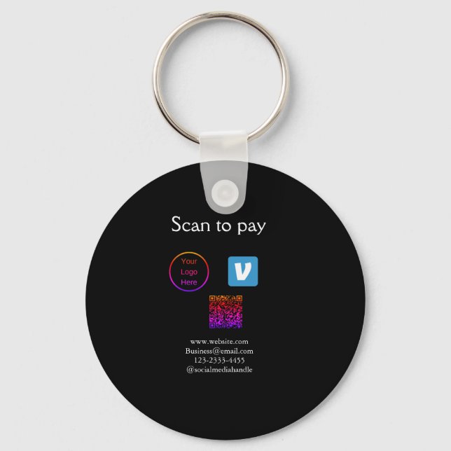 Q R code venmo scan to pay add logo social media Key Ring (Front)