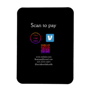 Q R code venmo scan to pay add logo social media Magnet