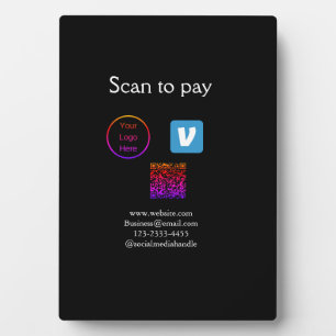 Q R code venmo scan to pay add logo social media Plaque