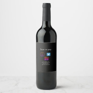 Q R code venmo scan to pay add logo social media Wine Label