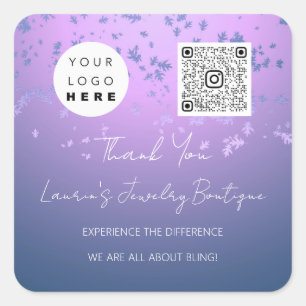 Q rCode Online Shop Logo Light Purple  Square Sticker