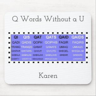 Q Words Without a U Game helper Mouse Mat