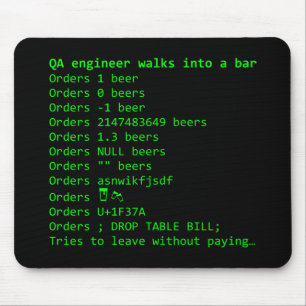QA Engineer orders a beer Mouse Mat