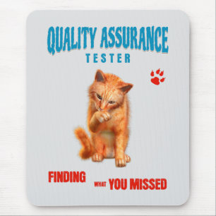 QA Tester Cat Humor Mouse Mat