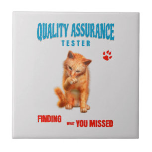 QA Tester Cat Humor Tile