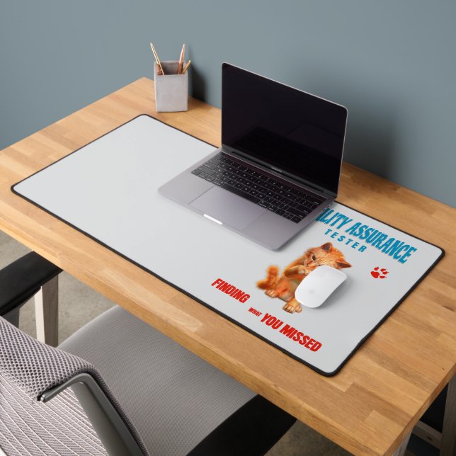 QA Tester Cat Humour Desk Mat (Office 2)