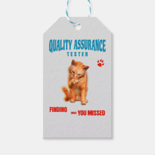 QA Tester Cat Humour Gift Tags