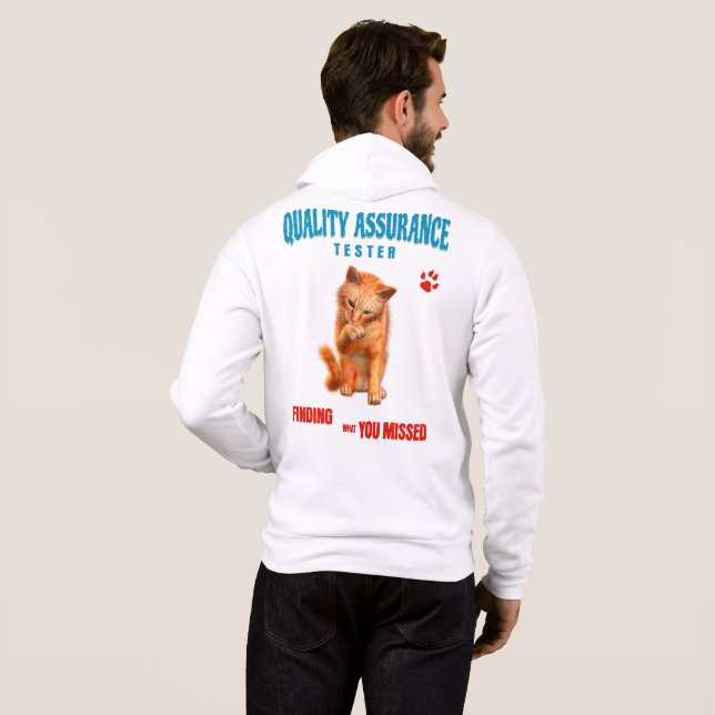 QA Tester Cat Humour Hoodie (Back Full)