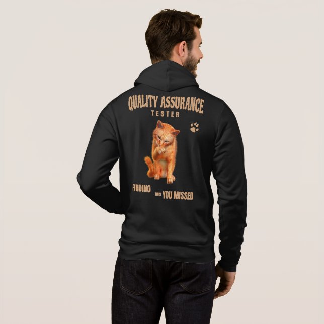 QA Tester Cat Humour Hoodie (Back Full)