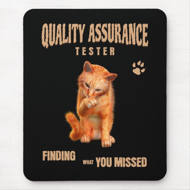 QA Tester Cat Humour Mouse Mat (Front)