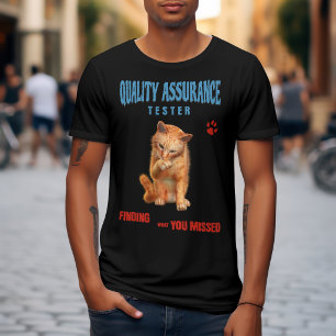 QA Tester Cat Humour T-Shirt