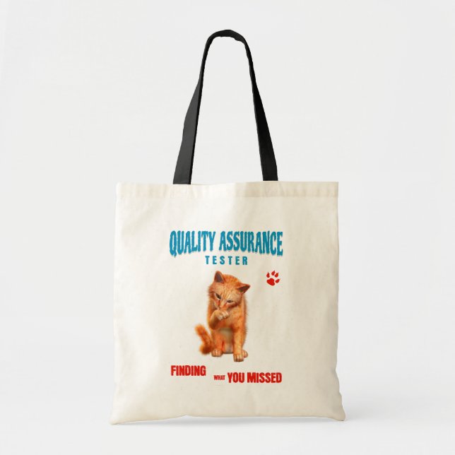 QA Tester Cat Humour Tote Bag (Front)