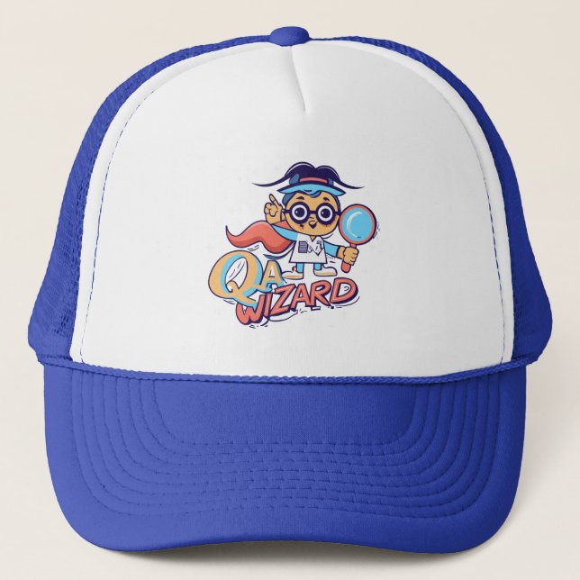 QA Wizard - Quality Assurance Engineer Trucker Hat (Front)