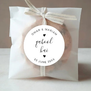 Qabool Hai Elegant Muslim Wedding Favour Classic Round Sticker