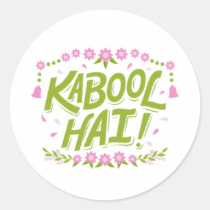 Qabool hai Nikkah desi wedding celebration playful Classic Round Sticker