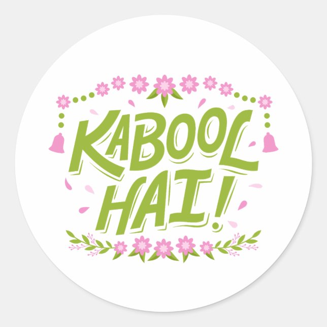 Qabool hai Nikkah desi wedding celebration playful Classic Round Sticker (Front)