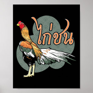 Qaib Thai Rooster Chicken Illustrator Graphics App Poster