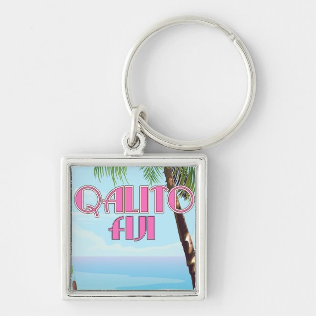 Qalito Fiji travel poster Key Ring (Front)