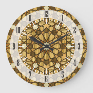 Qarawiyyin Mosque Geometric Pattern 1 Wood Large Clock