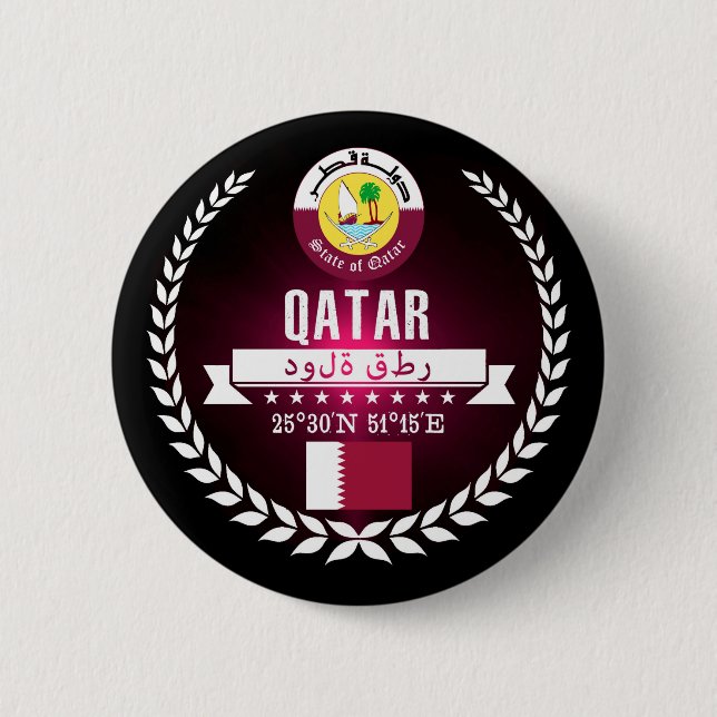 Qatar 6 Cm Round Badge (Front)