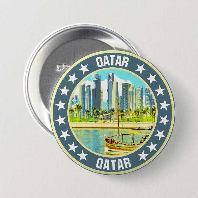 Qatar                                              7.5 cm round badge (Front & Back)