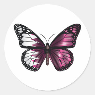 Qatar butterfly monarch flag classic round sticker