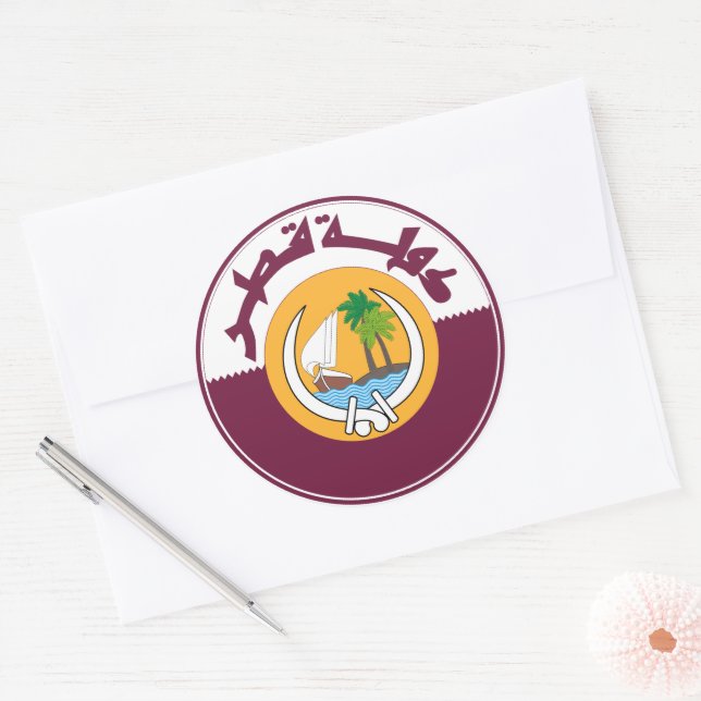 qatar coat of arms classic round sticker (Envelope)