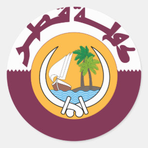 qatar coat of arms classic round sticker