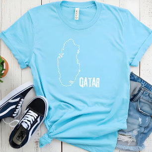 Qatar Country Map Border Line Qatari Land Boundary T-Shirt