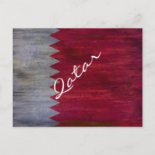 Qatar distressed flag postcard
