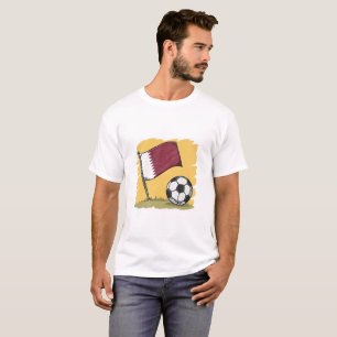 Qatar flag and crayon-style soccer ball T-Shirt