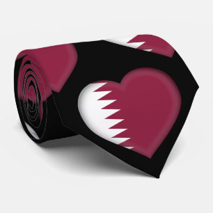 Qatar Flag Colours Heart Pattern Tie