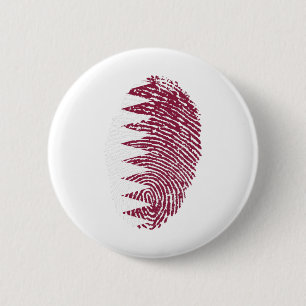 Qatar Flag Fingerprint Country Pride Identity 6 Cm Round Badge
