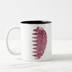 Qatar Flag Fingerprint Country Pride Identity Two-Tone Coffee Mug