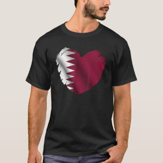Qatar Flag On Shape Of Heart Qatarn Qatar T-Shirt