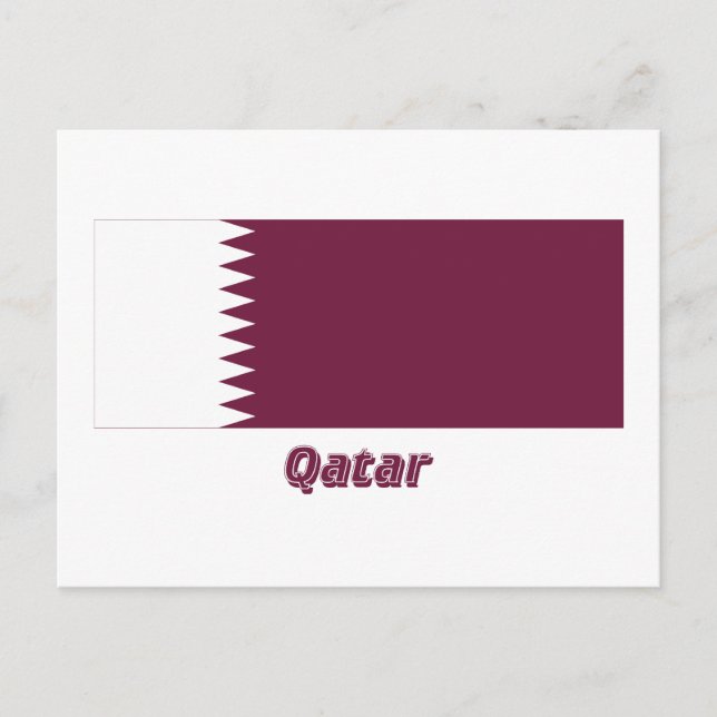 Qatar Flag with Name Postcard (Front)
