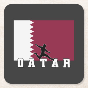 Qatar Football Soccer   Qatar National Team Square Paper Coaster
