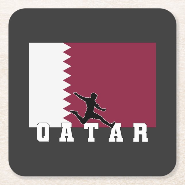 Qatar Football Soccer | Qatar National Team Square Paper Coaster (Front)