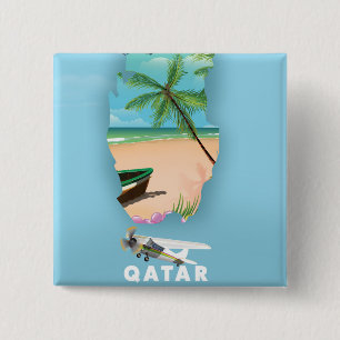 Qatar illustrated travel poster print 15 cm square badge