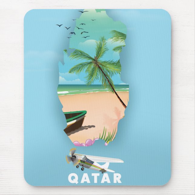 Qatar illustrated travel poster print mouse mat (Front)