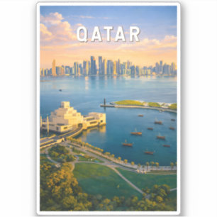 Qatar Illustration Travel Art Vintage