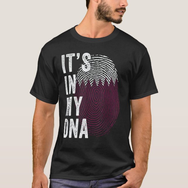Qatar It's In My DNA Cute Qatari Fingerprint Qatar T-Shirt (Front)